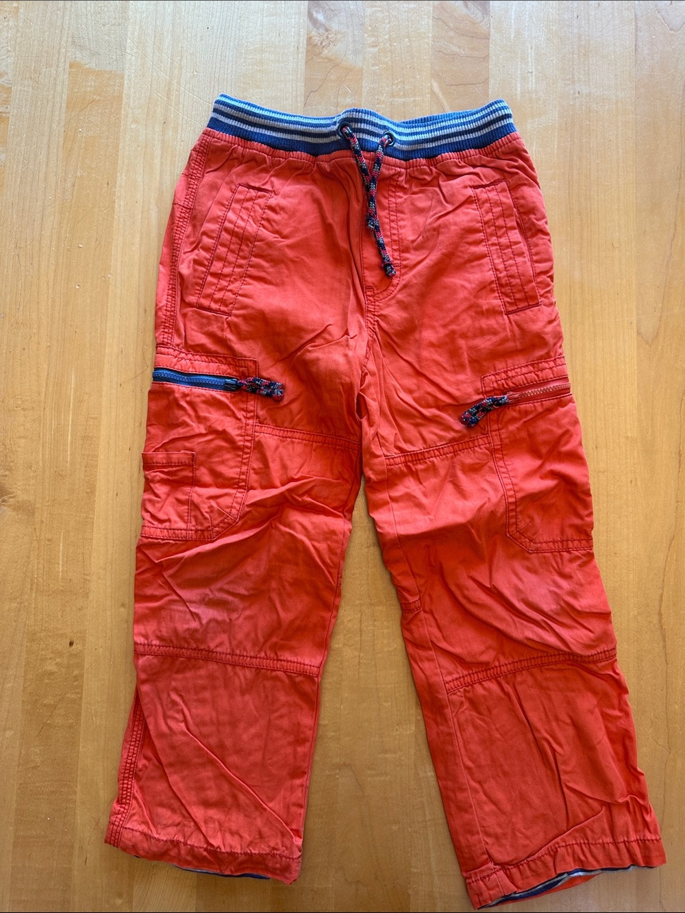 Mini Boden Red Cargo Pants with Striped Waistband